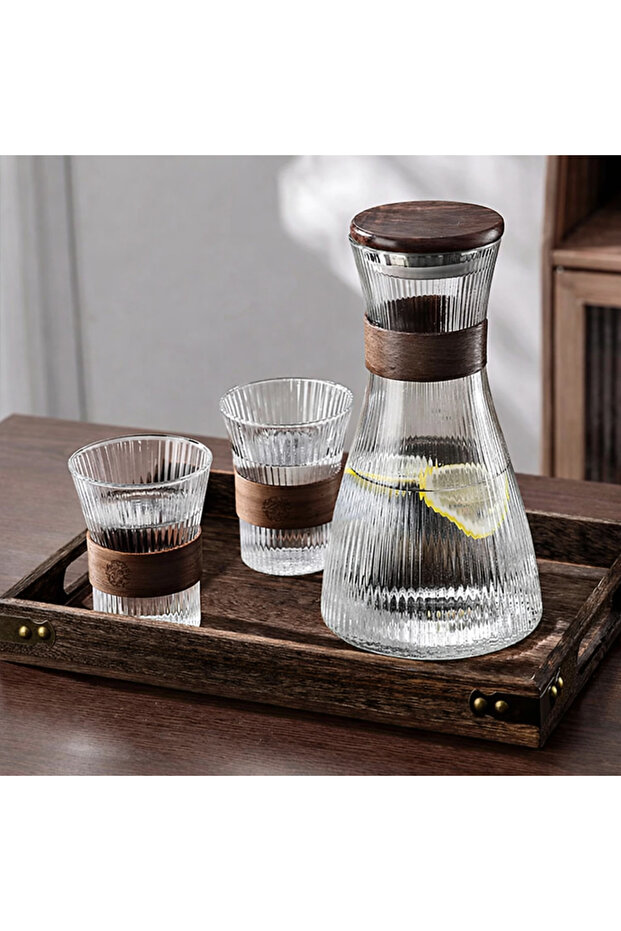 mutfak 7 parça sürahi takımı bambu - 1