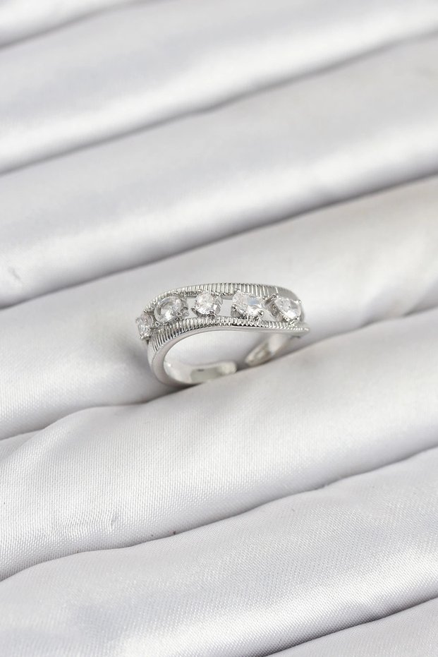 Brass Silver Rk Zircon Stone Women's Ring