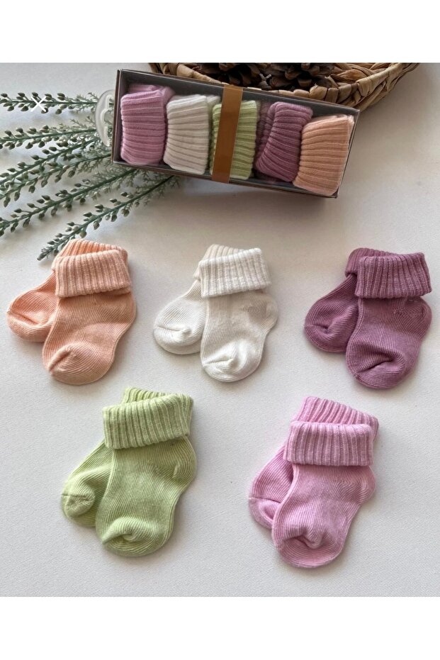 5 Pack Organic Boxed Newborn Baby Socks