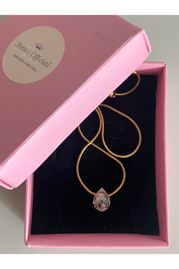 Non-Tarnish Steel/Minimalist/Czech Crystal/Clear Drop Necklace