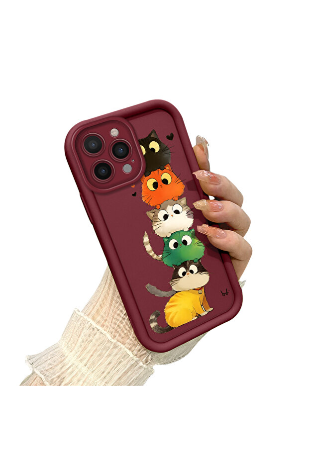 iPhone 14 Pro Compatible Camera Protected Cat Pattern Soft Silicone Phone Case - 3