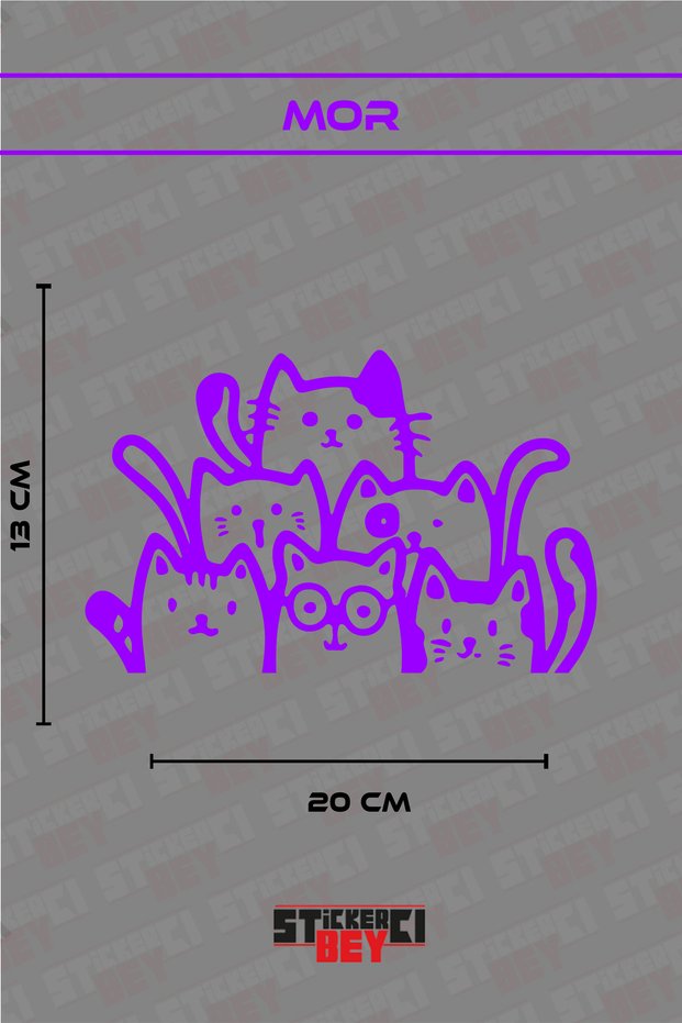 Six Cats Visual Motorcycle Laptop Helmet Car Sticker Decal (Foil Cut)
