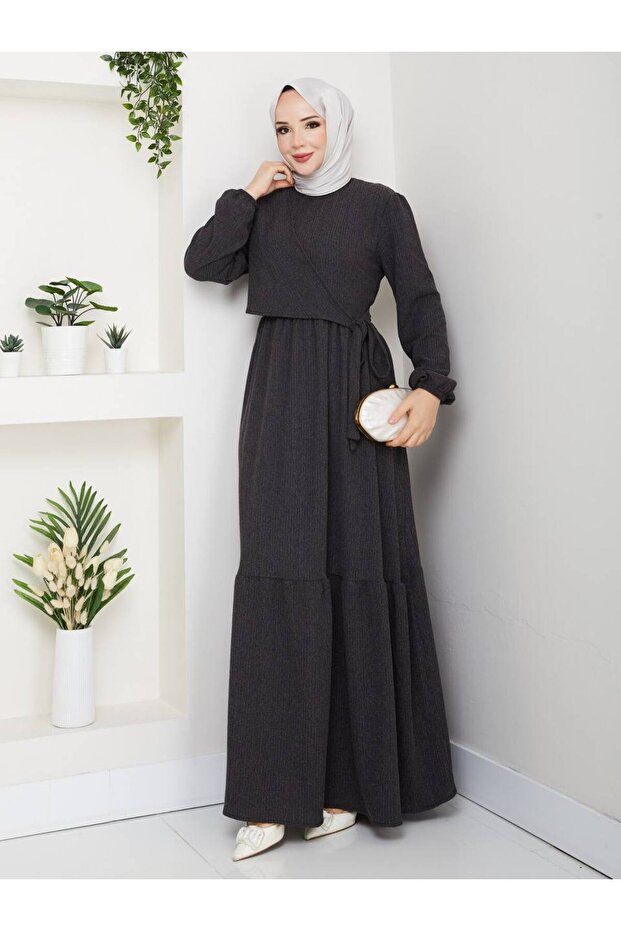 YANDAN BAĞLAMALI ELBİSE - 1