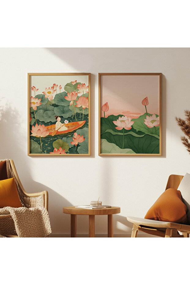 Wooden Framed 2 Li Painting My Lotus Flower Qmmt35