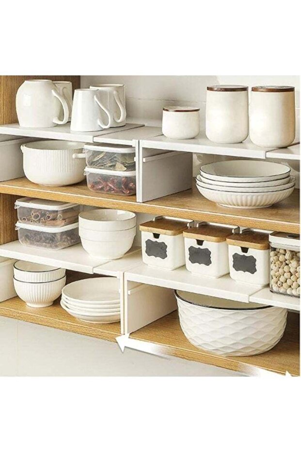 رف خزانة قابل للتوسيع، رف مساعد قابل للتوسيع للمطبخ، موفر للمساحة وقابل للتكديس - 7