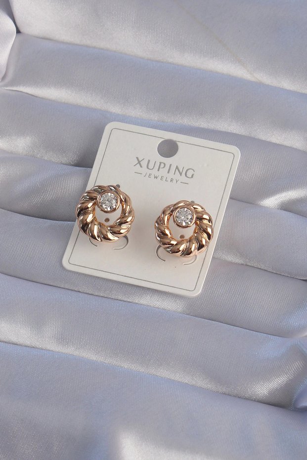 Xuping Rk Oval Zircon Stone Twist Model Earrings