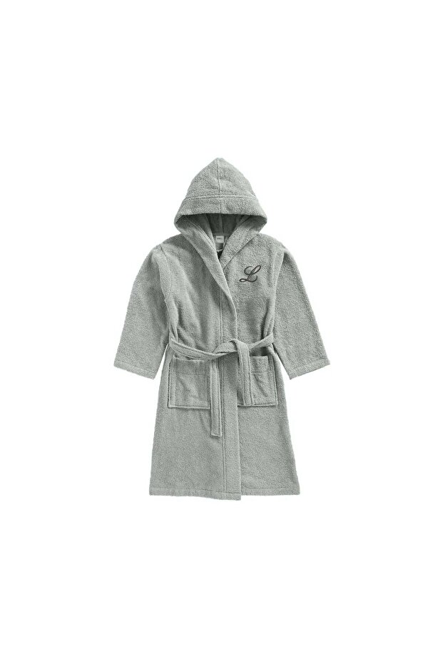 Kids Hooded Bathrobe | Monogrammed Letter 'L' | Soft Cotton Comfort