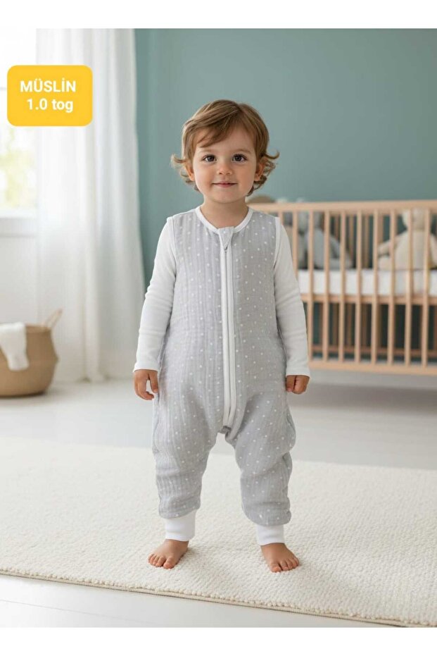 Muslin 1.0 Tog Spring/Summer with Footed Booties, Sleeveless m Transitional Sleeping Bag for Girls and Boys/