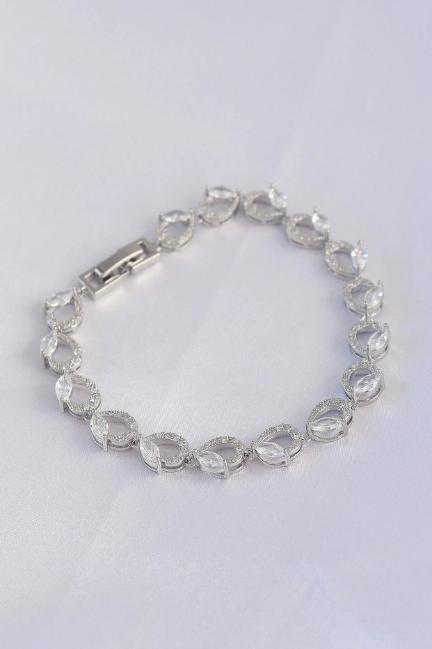 Vip Series Brass Zircon Stone Silver Rk Arpa Model Bracelet