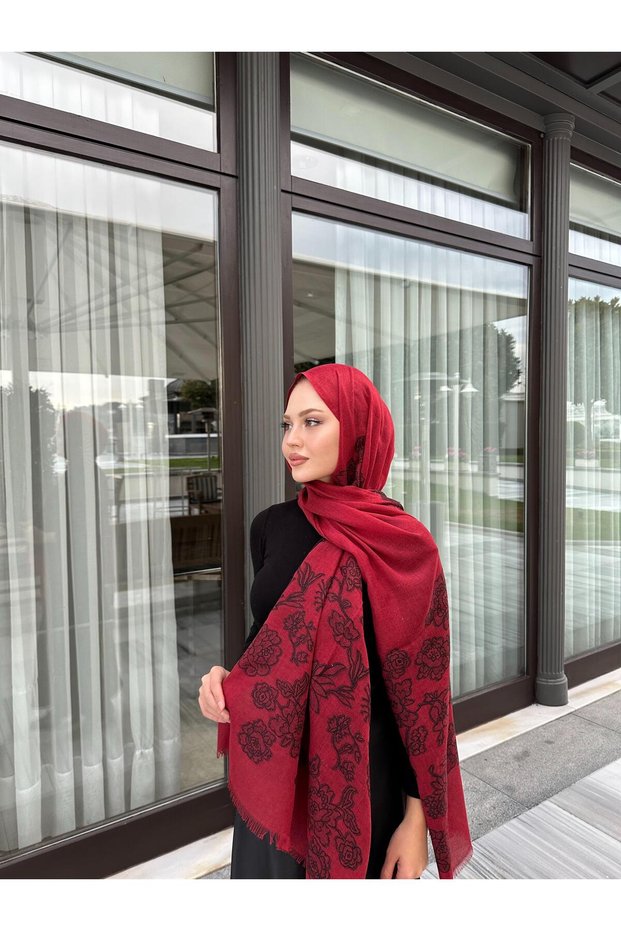 Imported Wool Silk Judge Shawl Burgundy