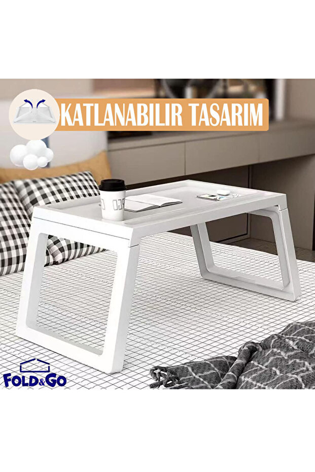 Foldable Coffee Table, Multi-Functional Portable, Tablet - Computer Table Overbed Breakfast Table - 1