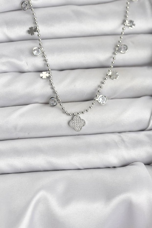 Brass Silver Rk Yonca Model Women's Necklace