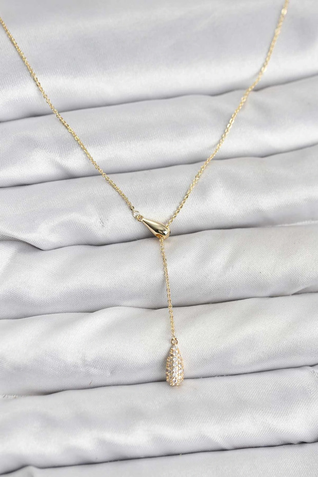 Brass Gold Rk Elevator Drop Model Women's Necklace
