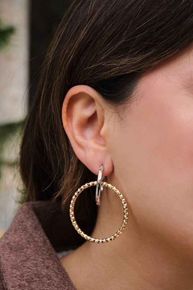 Vip Dangle Double Hoop Earrings Metal Earrings with Steel Tips 5cm