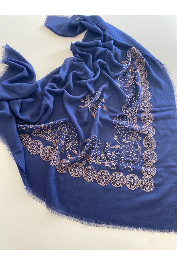 120 X 120 Navy Blue Large Size Organic Cotton Scarf