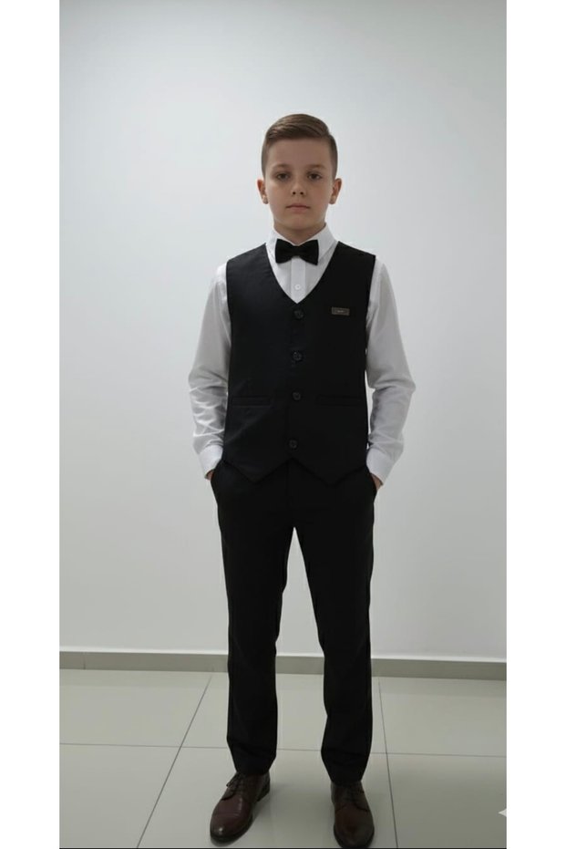 Limi Boys' Casual Stylish Linen Vest Shirt Pants 3-Piece Set