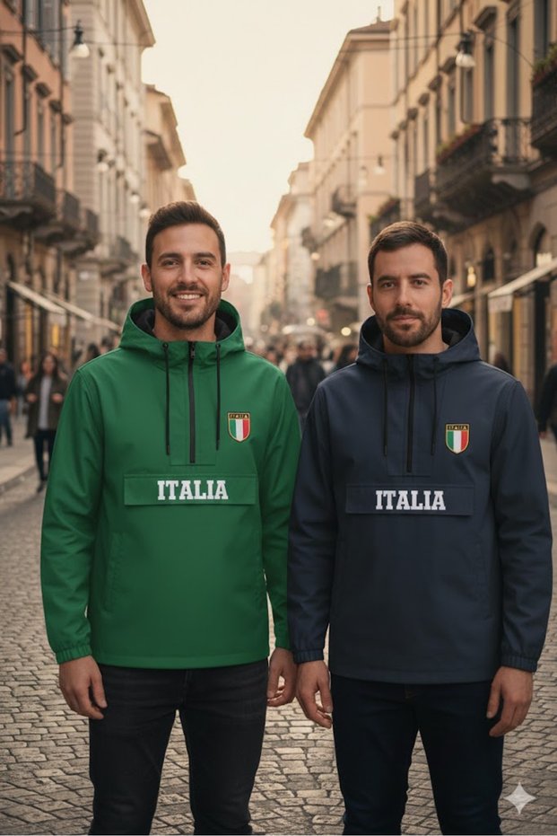 Italia Italy Half Zip Raincoat