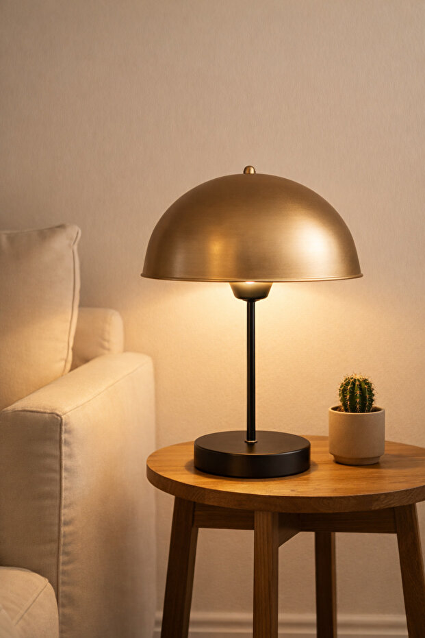 Mantar Bal Başlıklı Siyah Abajur - 1