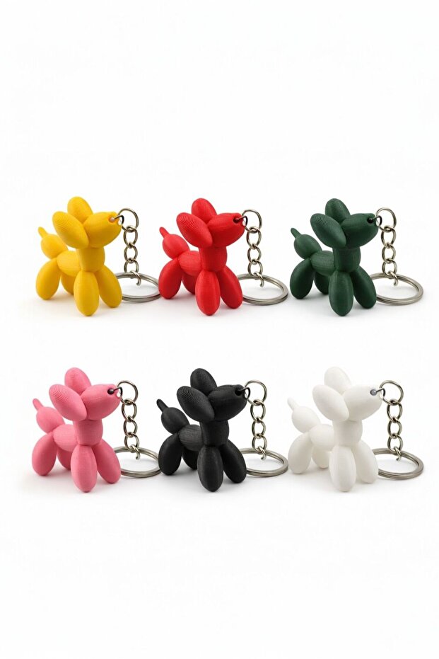 Set of 6 Tiny Balloon Dog Keychains – 6 Different Color Options – Gift Set