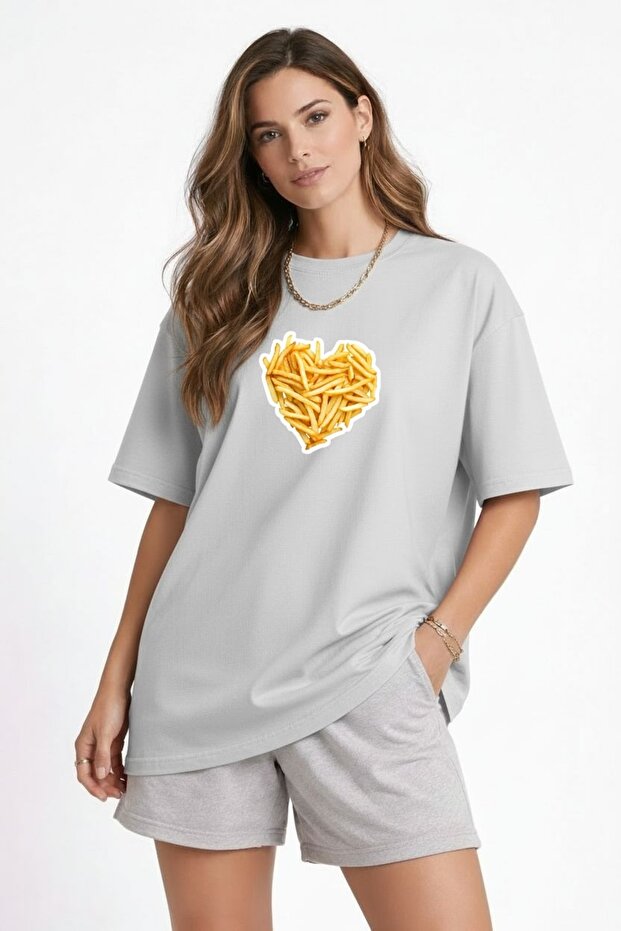 Heart Fried Potatoes Printed Unisex T-Shirt