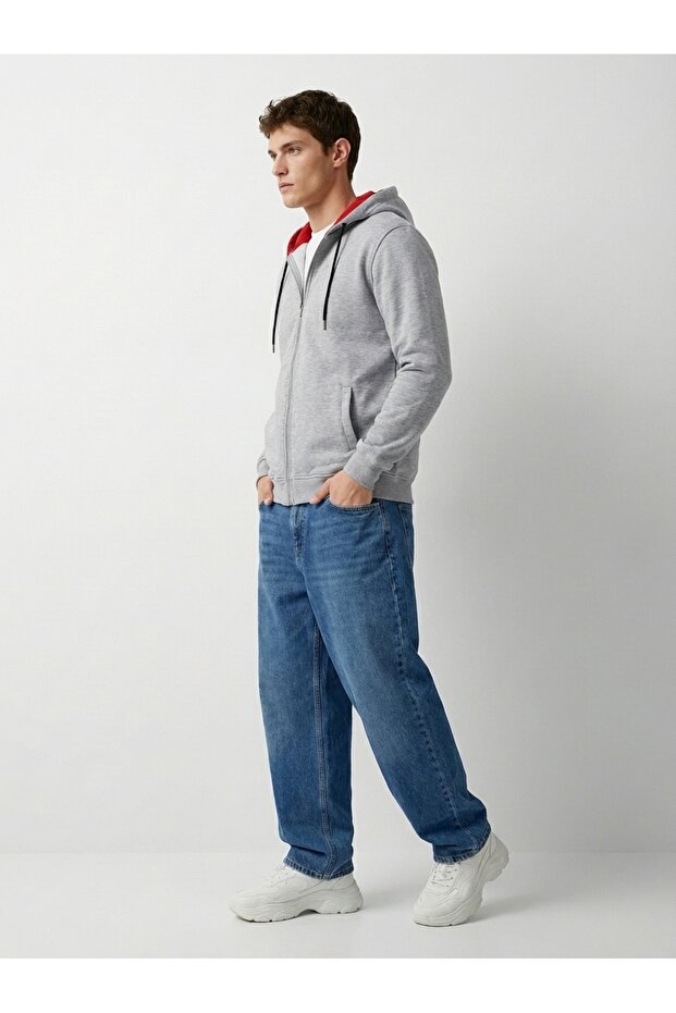 Basic Kapüşonlu Hırka Unisex - 4