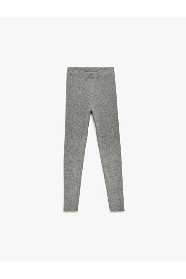 Viscose Blend Ribbed Slim Fit Basic Knitwear Trousers