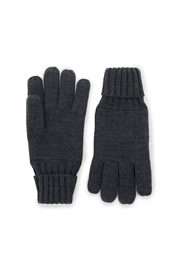Erkek Örgü Eldiven, Kırçıllı Koyu Gri - 2