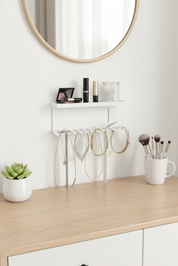 Decorative Metal Jewelry Organizer Wall Shelf Makeup and Accessories Organizer