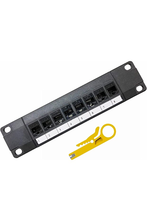 Cat6 8 Port Feed-Through Network Panel – 1U Cabinet and Wall Mountable