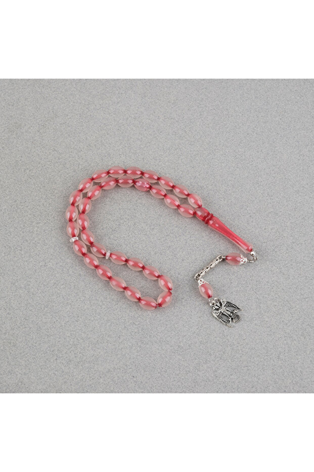 Glow-In-The-Dark Cat's Eye Alpaca Tassel Cut 7X11Mm Prayer Beads - Red