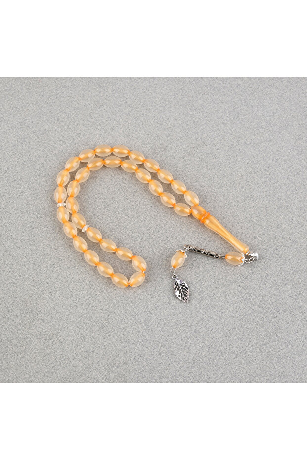 Glow-In-The-Dark Cat's Eye Powder Amber Alpaca Tassel Cut 7X11Mm Prayer Beads Orange