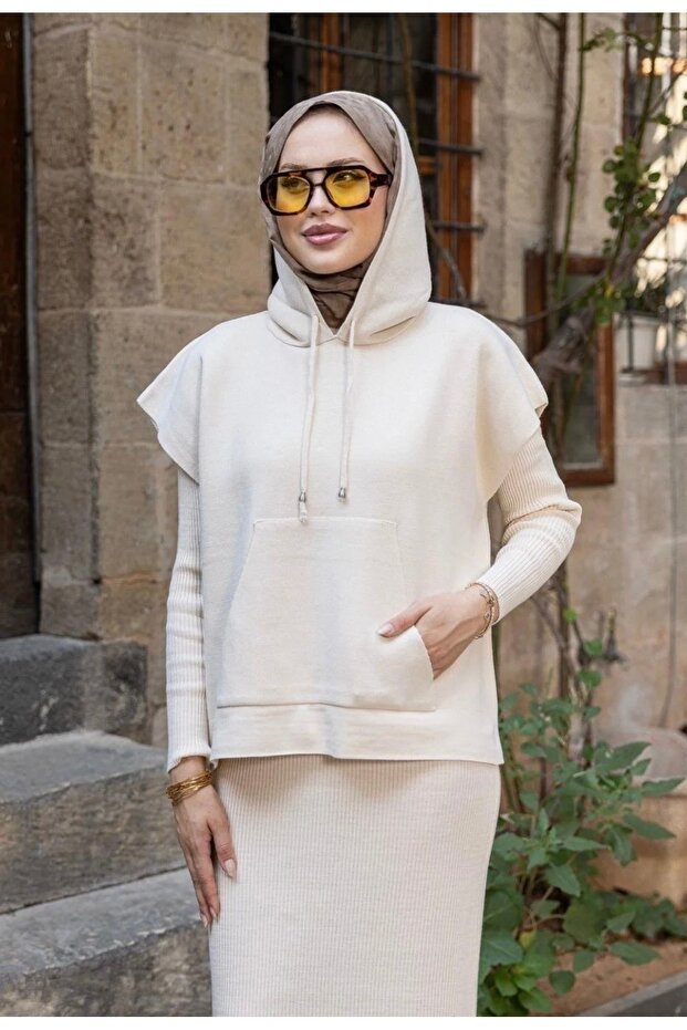 Üst Kapüşonlu İkili Elbise - 1