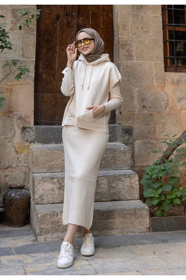 Üst Kapüşonlu İkili Elbise - 2