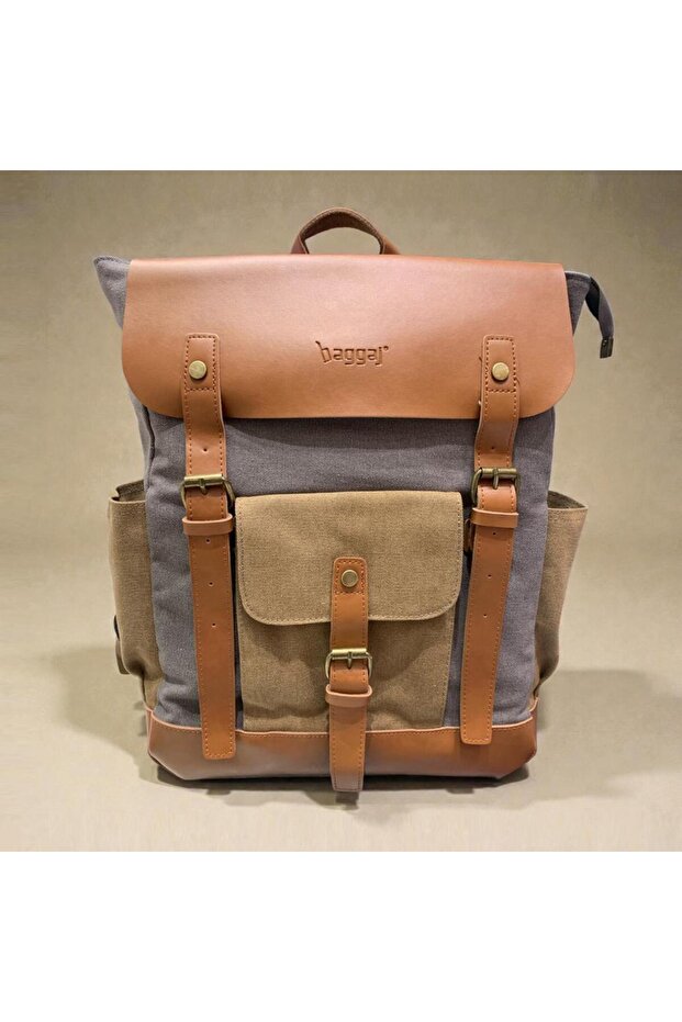 Canvas Fabric Laptop Compartment Unisex Backpack Ks25225