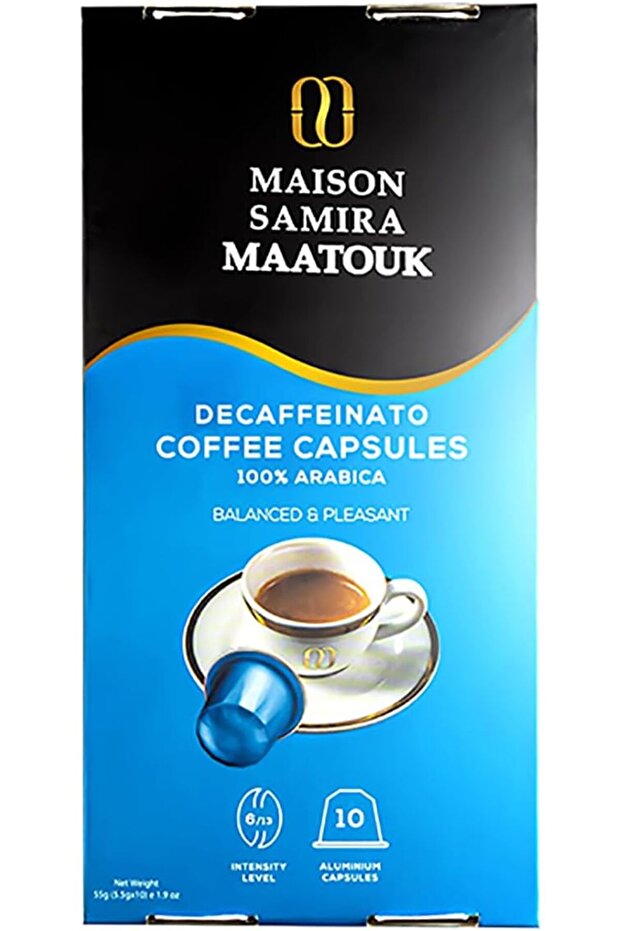 , Maison Samira Decaffeinato Coffee Capsules, 100% Arabica, Balanced & Pleasant - 10 Capsules
