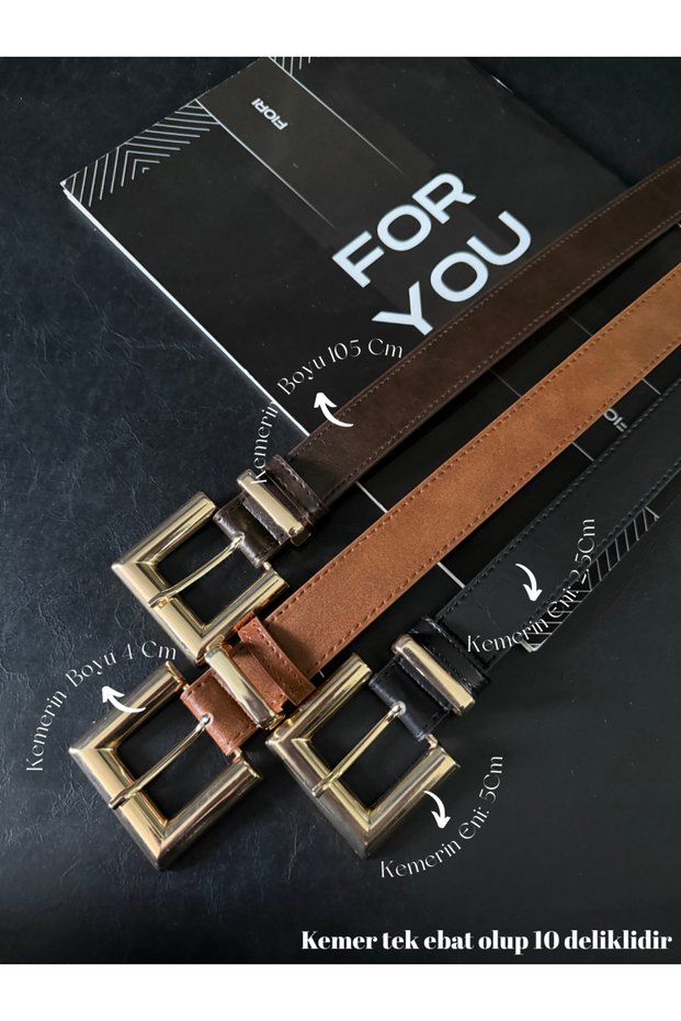 3-Piece Gold Square Buckle Bridge Belt for Women, Trouser Belt, Jacket Belt, Dress Belt