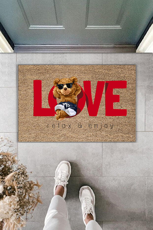 Modern Digital Printing Doormat - Teddy Bear Love - Door Mat 70X45Cm
