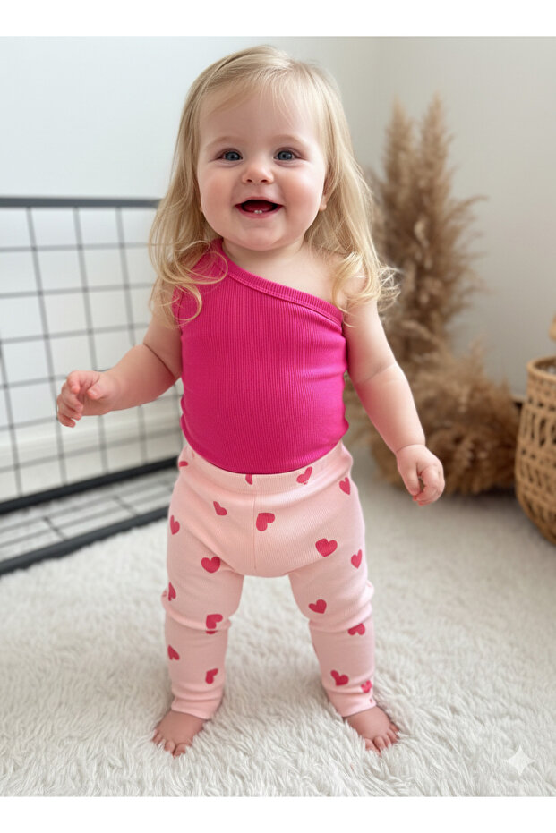 Baby Fuchsia Single Sleeve Crop and Leggings Set