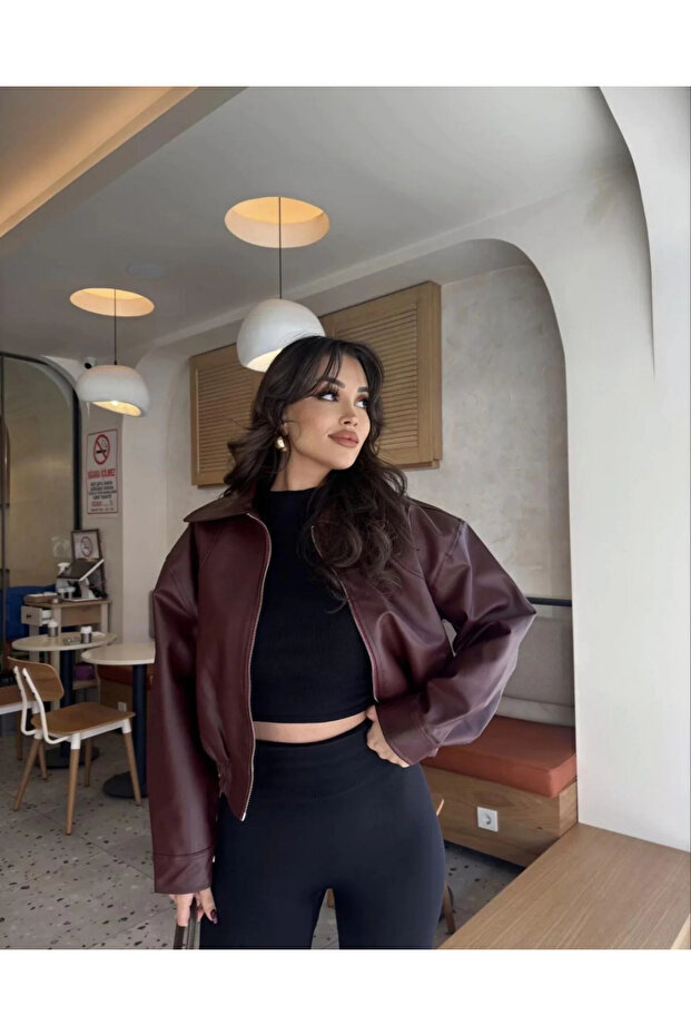 سترة جلدية قصيرة مبطنة - 2