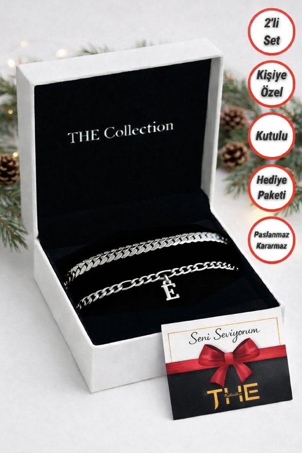 2 Letter Stainless |   Blackening |   Unisex |   Steel Bracelet Set - Lover, Couple, Friend Bracelet