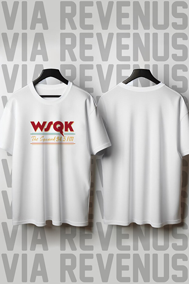 Wsqk 94.5 Fm Printed Crew Neck Wide Fit Unisex Tshirt