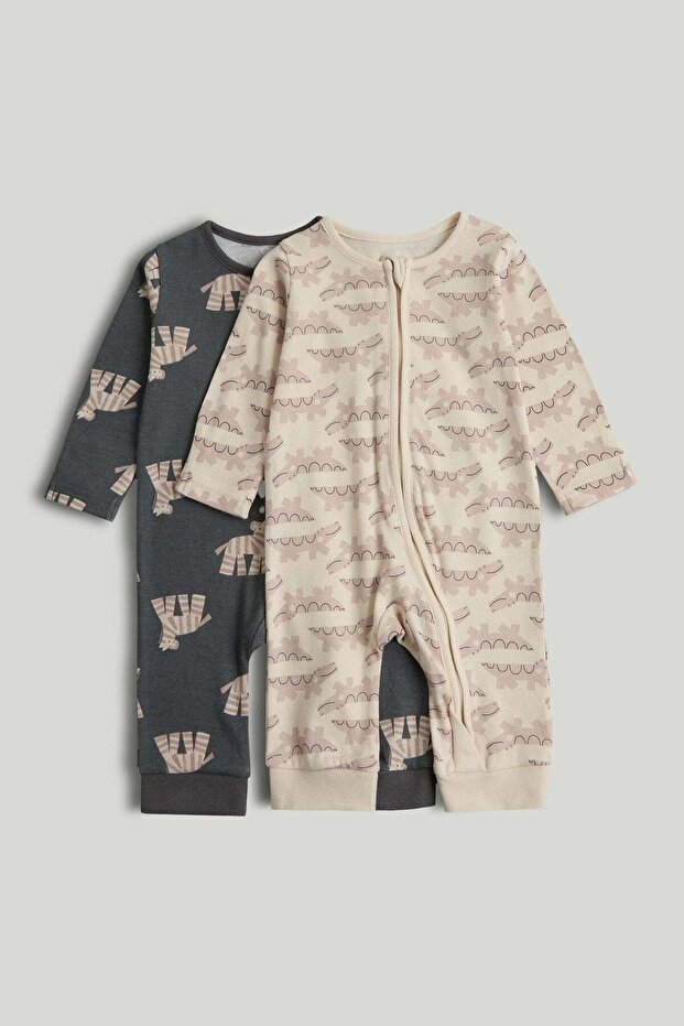 2 Pack Footless Zip-Up Sleepsuits