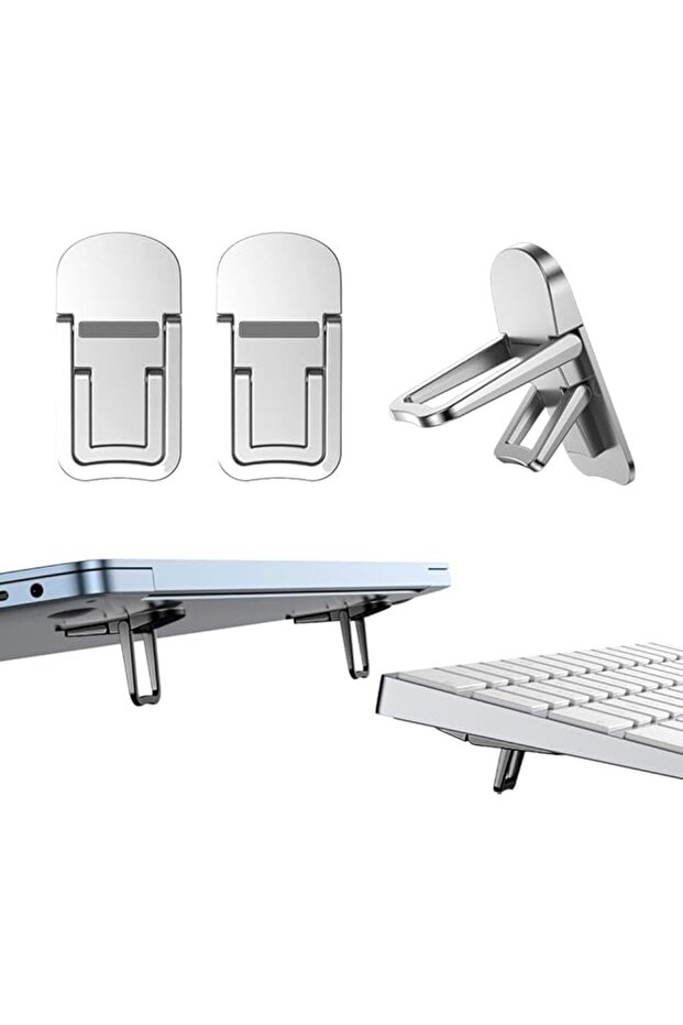 2PCS Zinc Alloy Mini Foldable Laptop Stand, Portable Computer Keyboard Riser with 2 Adjustable Angle