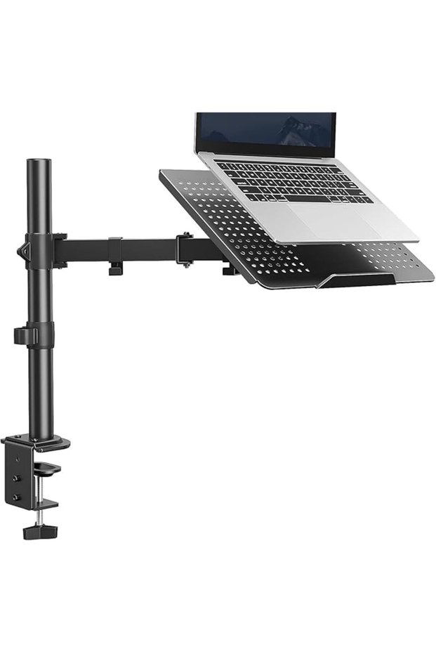 Laptop Desk Mount with Adjustable Vented Tray, Full Motion Laptop Stand Holds up 17' to 32' Monitor