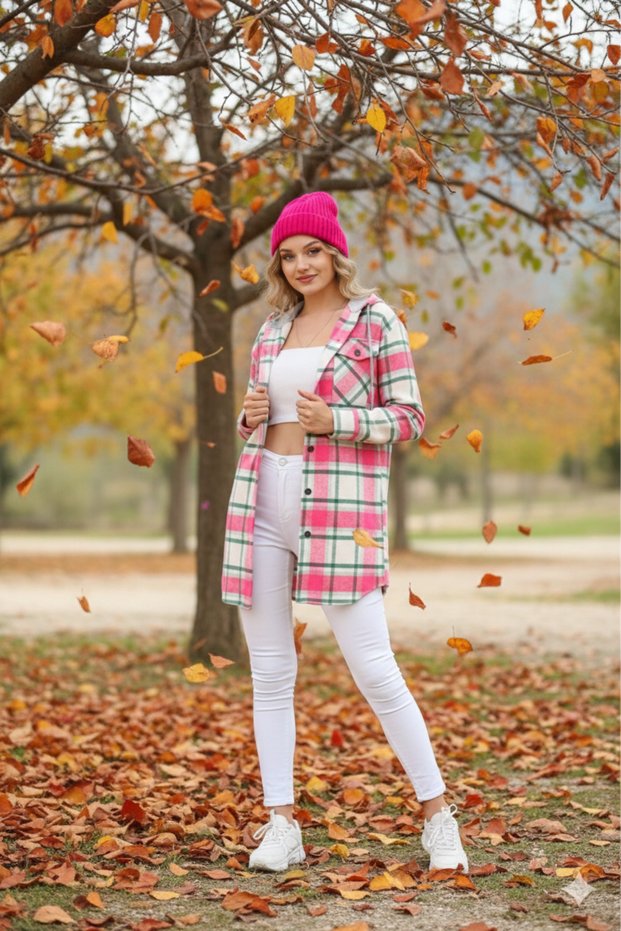 Women's Lumberjack Shirt Fuchsia Araboy Hoodie