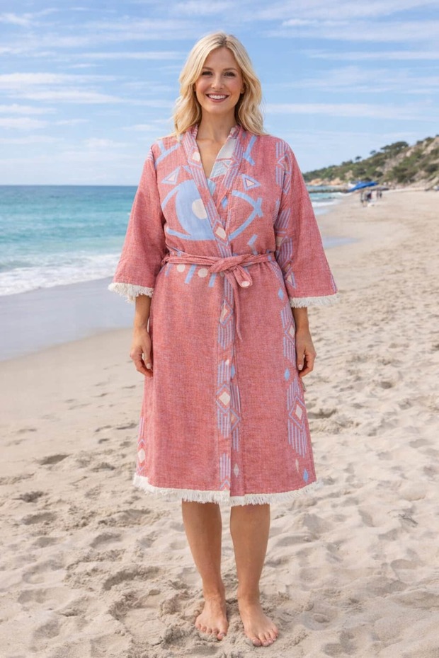 Cotton 3-Layer Muslin Peştemal Kaftan