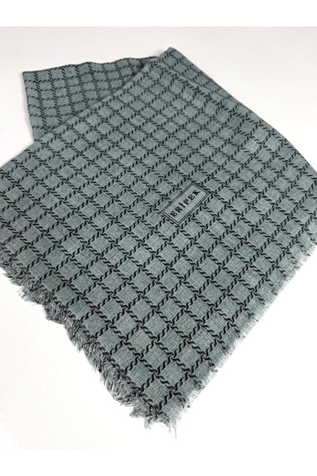 Eșarfă din in cu model - 06112-17 - 2