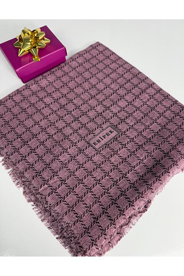 Eșarfă din in cu model - 06112-03 - 2