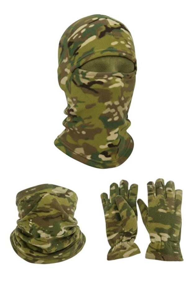 Polar Fleece Neck Gaiter Gloves and Balaclava Set of 3