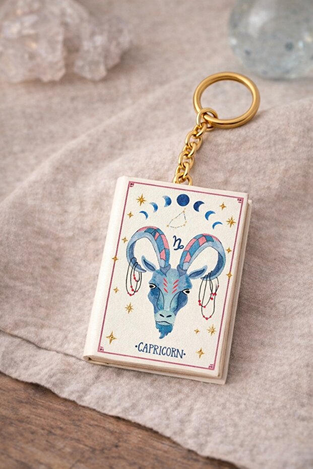 Mini Notebook Keychain with Zodiac Sign Design – Capricorn (Capricorn)